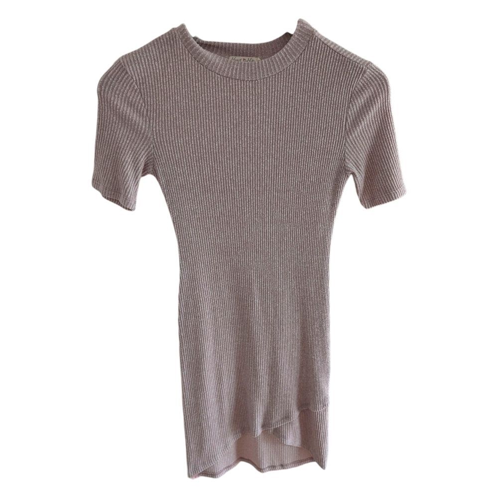 Heart Hips Ribbed Short Sleeve Cream Tunic S